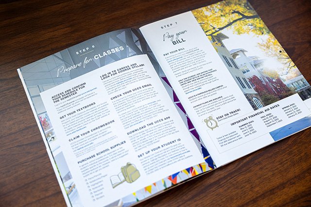 UCCS Orientation Guide Calendar Inside – Prepare for Classes and Pay Your Bill Spread