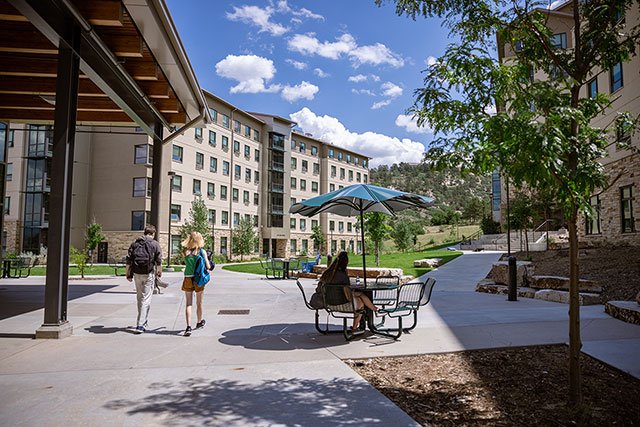 UCCS students walking in Alpine Village