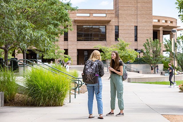 UCCS students talking on campus