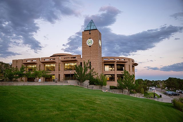 UCCS clock tower at sunset