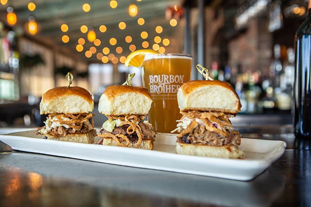 Bourbon Brothers pulled pork sliders
