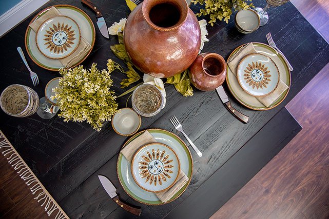 La Fuente Imports copper table setting