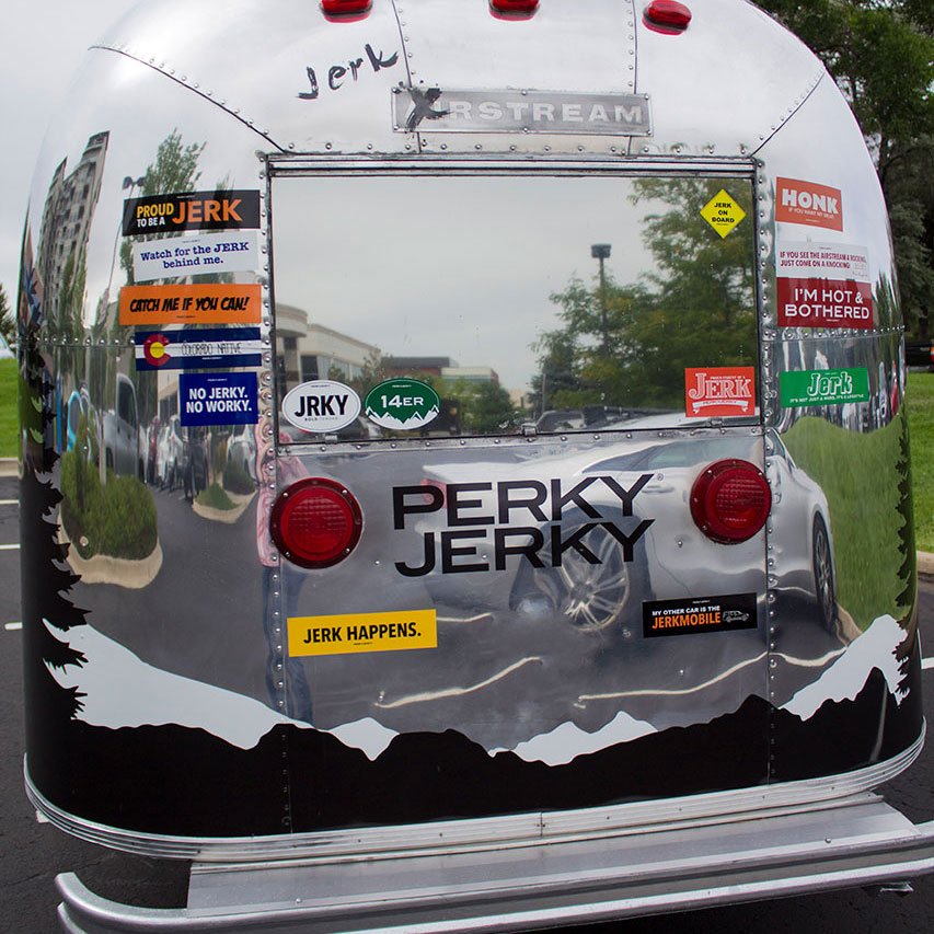 Perky Jerky Air Stream Wrap and Bumper Stickers