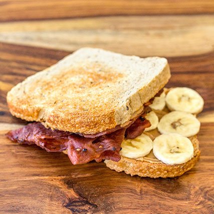Perky Jerky on a peanut butter and banana sandwich
