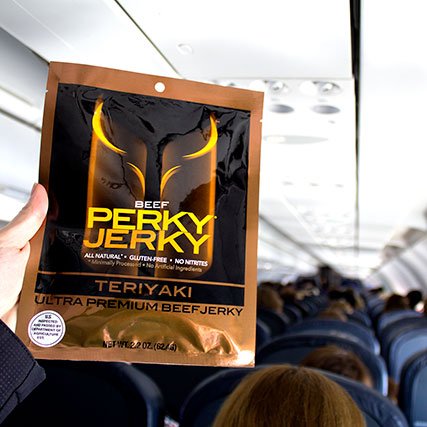 Perky Jerky on airplane